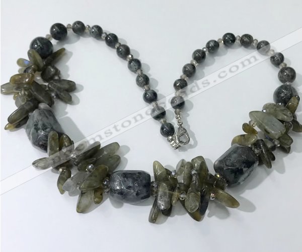 CGN342 20.5 inches chinese crystal & labradorite beaded necklaces