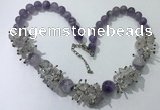 CGN351 19.5 inches chinese crystal & light amethyst beaded necklaces