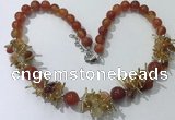 CGN355 19.5 inches chinese crystal & red agate beaded necklaces