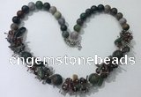 CGN357 19.5 inches chinese crystal & Indian agate beaded necklaces