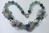 CGN371 19.5 inches round & chips fluorite beaded necklaces