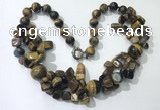 CGN373 19.5 inches round & chips yellow tiger eye beaded necklaces