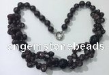 CGN375 19.5 inches round & chips garnet beaded necklaces