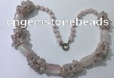 CGN385 23 inches chinese crystal & rose quartz beaded necklaces