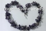 CGN403 19.5 inches chinese crystal & amethyst chips beaded necklaces