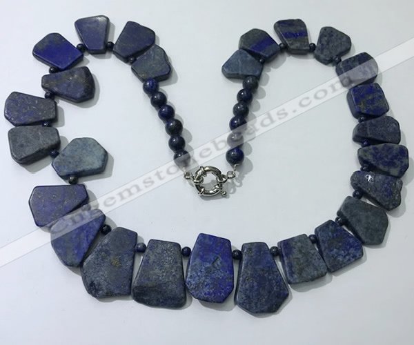 CGN432 20 inches freeform lapis lazuli gemstone beaded necklaces