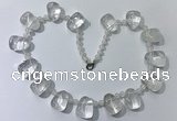 CGN440 21.5 inches freeform white crystal gemstone beaded necklaces