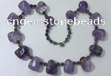 CGN441 21.5 inches freeform amethyst gemstone beaded necklaces