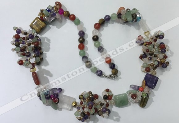 CGN452 25.5 inches chinese crystal & mixed gemstone beaded necklaces