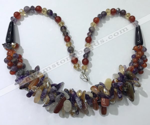CGN461 22 inches chinese crystal & mixed gemstone beaded necklaces