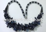 CGN466 22 inches chinese crystal & blue goldstone beaded necklaces