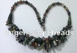 CGN467 22 inches chinese crystal & Indian agate beaded necklaces