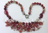CGN479 21.5 inches chinese crystal & striped agate beaded necklaces