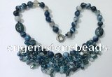 CGN483 21.5 inches chinese crystal & striped agate beaded necklaces