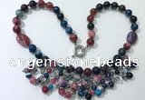 CGN486 21.5 inches chinese crystal & striped agate beaded necklaces