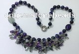 CGN487 21.5 inches chinese crystal & striped agate beaded necklaces