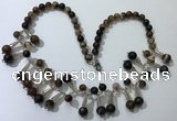 CGN496 21 inches chinese crystal & striped agate beaded necklaces