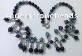 CGN498 21 inches chinese crystal & striped agate beaded necklaces