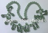 CGN501 21 inches chinese crystal & green aventurine beaded necklaces