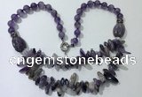 CGN515 23.5 inches chinese crystal & amethyst beaded necklaces