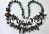 CGN522 23.5 inches chinese crystal & Indian agate beaded necklaces