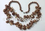 CGN532 19.5 inches chinese crystal & goldstone beaded necklaces