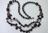 CGN539 27 inches chinese crystal & garnet beaded necklaces