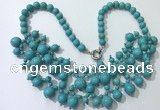 CGN559 19.5 inches stylish 4mm - 12mm imitation turquoise beaded necklaces