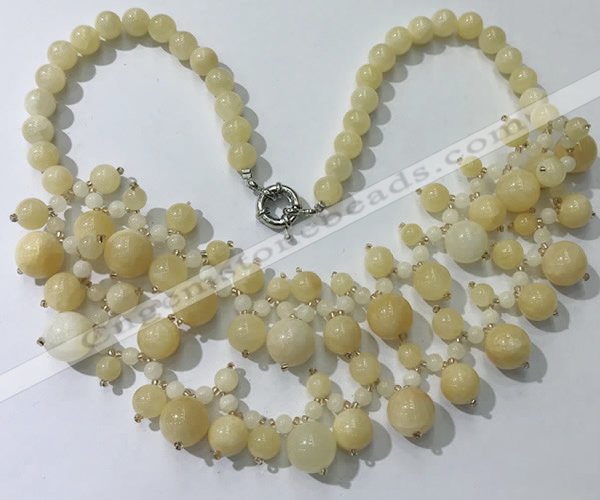 CGN561 19.5 inches stylish 4mm - 12mm yellow jade beaded necklaces