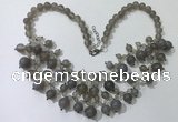 CGN568 19.5 inches stylish 4mm - 12mm grey agate beaded necklaces