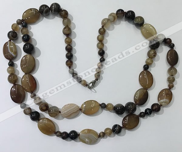 CGN581 23.5 inches striped agate gemstone beaded necklaces