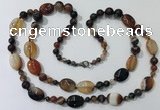 CGN582 23.5 inches striped agate gemstone beaded necklaces