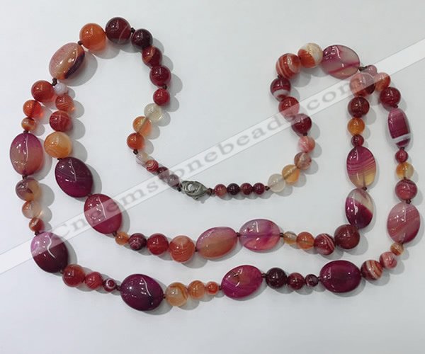 CGN585 23.5 inches striped agate gemstone beaded necklaces