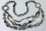 CGN595 23.5 inches striped agate gemstone beaded necklaces