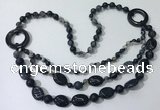 CGN603 23.5 inches striped agate gemstone beaded necklaces