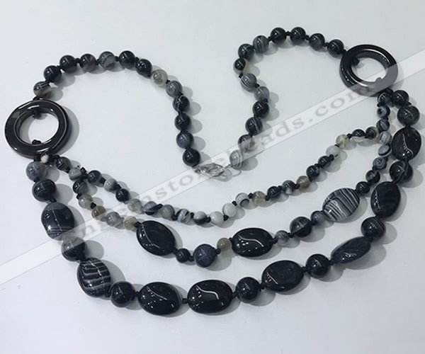 CGN603 23.5 inches striped agate gemstone beaded necklaces