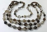 CGN611 24 inches chinese crystal & striped agate beaded necklaces