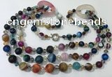 CGN614 24 inches chinese crystal & striped agate beaded necklaces