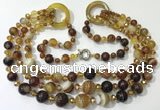 CGN621 24 inches chinese crystal & striped agate beaded necklaces