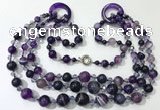 CGN622 24 inches chinese crystal & striped agate beaded necklaces