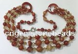 CGN625 24 inches chinese crystal & striped agate beaded necklaces