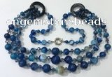 CGN627 24 inches chinese crystal & striped agate beaded necklaces