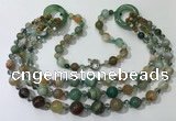 CGN628 24 inches chinese crystal & striped agate beaded necklaces