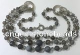 CGN638 24 inches chinese crystal & striped agate beaded necklaces