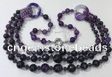 CGN639 24 inches chinese crystal & striped agate beaded necklaces