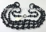 CGN642 24 inches chinese crystal & striped agate beaded necklaces