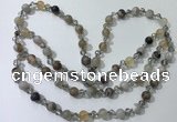 CGN650 22 inches chinese crystal & striped agate beaded necklaces