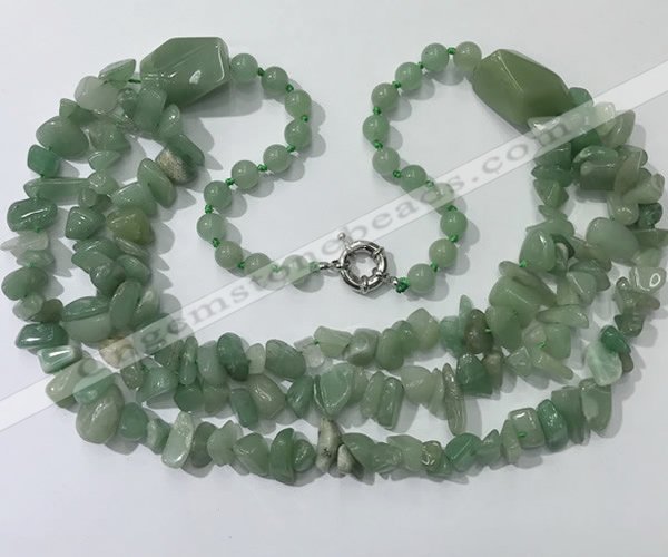 CGN674 22 inches stylish green aventurine beaded necklaces