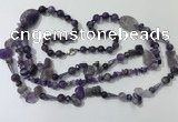 CGN680 23.5 inches chinese crystal & amethyst beaded necklaces