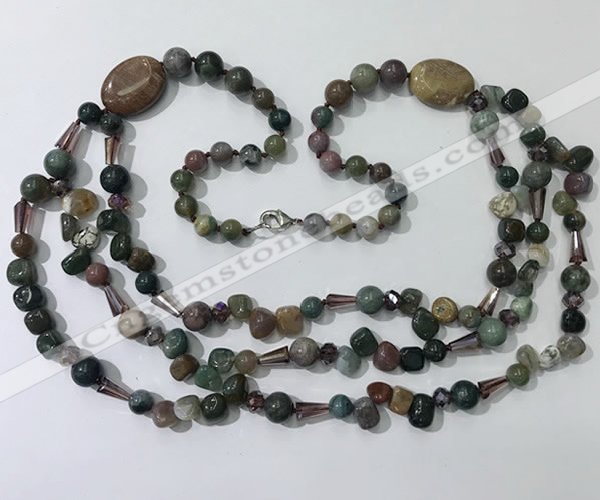 CGN685 23.5 inches chinese crystal & Indian agate beaded necklaces